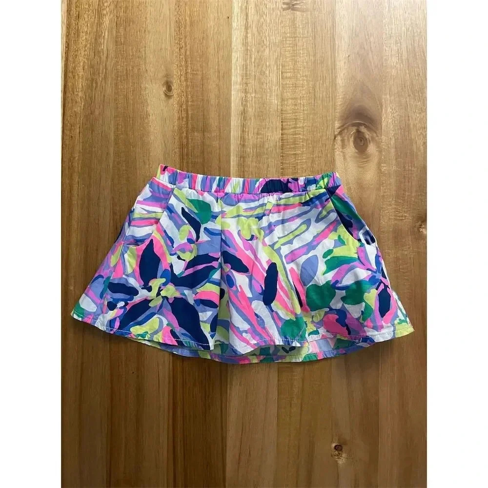 Lilly Pulitzer Girls Sam Skort Size S (4-5) Havin A Blast Print Pockets